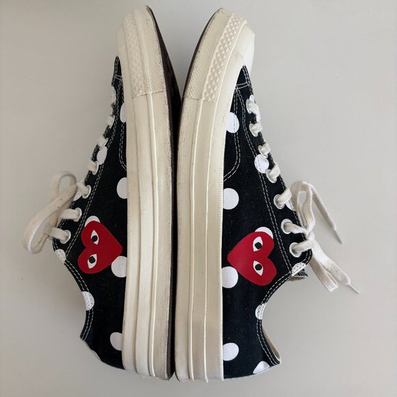 CONVERSE x CDG Size M9 / W11 Chuck 70 Polka Dot Sneakers Black - Picture 6 of 11